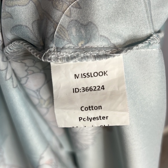 MISSLOOK BLUE FLORAL MAXI BUTTON FRONT DRESS LARGE - Picture 9 of 10